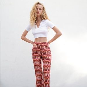 White Zara ribbed crop polo shirt